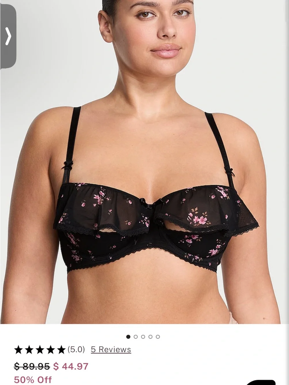 Victoria's Secret Black Floral Ruffle Underwire Bra